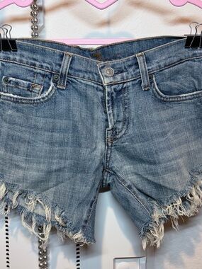 Vintage Seven For All Man Kind Cut Off Denim Shorts- with frayed hem - Size 26